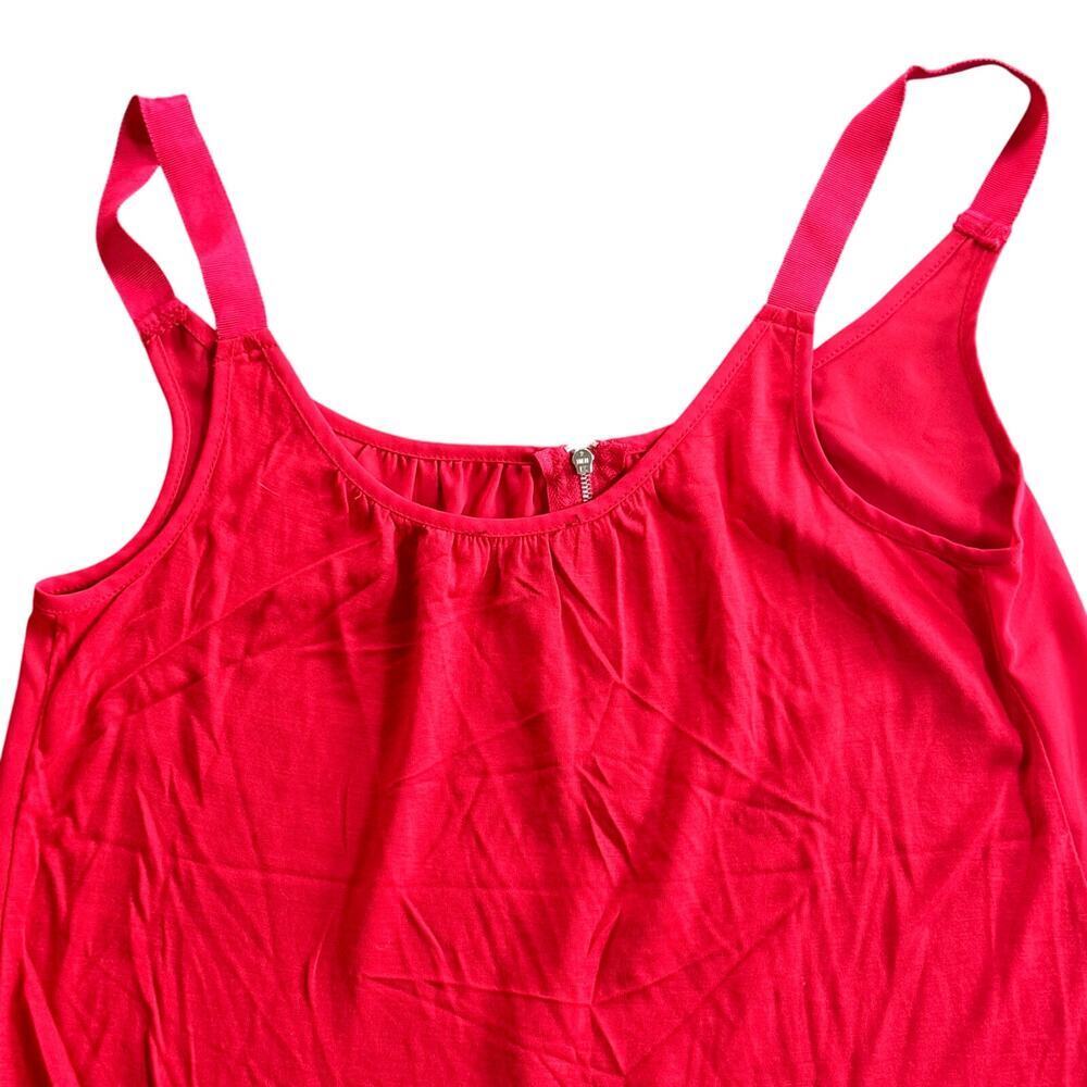 EXPRESS  Red Chiffon‎ Lightweight Sleeveless Zipper Detail Top Blouse Sz XS - Picture 6 of 9
